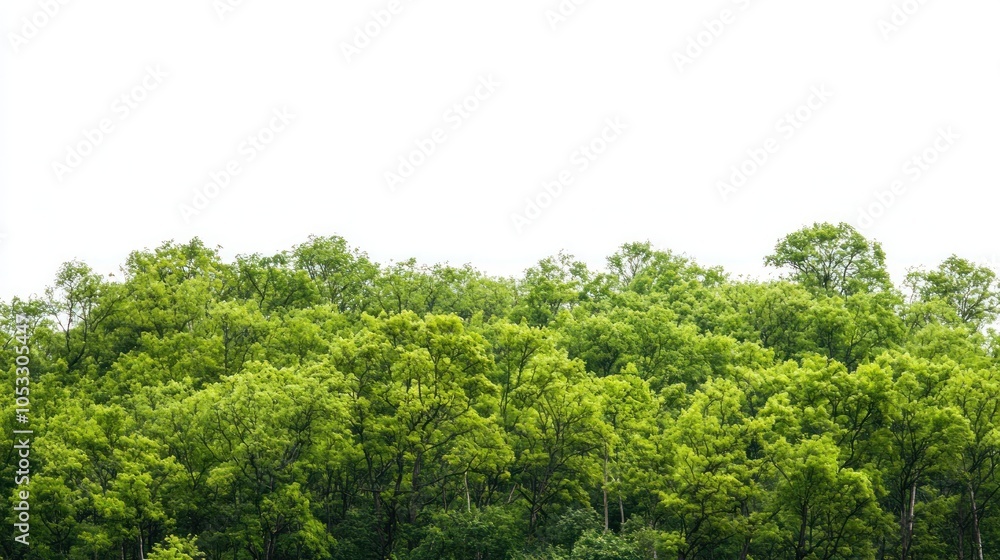 Green trees in the forest isolated on white background Green trees in the forest isolated on white background