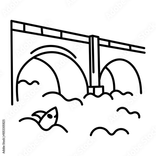 Pont neuf icon in drawing style 


