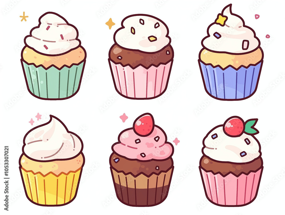 Cute Cartoon Cupcakes: A Delightful Collection of Sweet Treats Cute Cartoon Cupcakes: A Delightful Collection of Sweet Treats