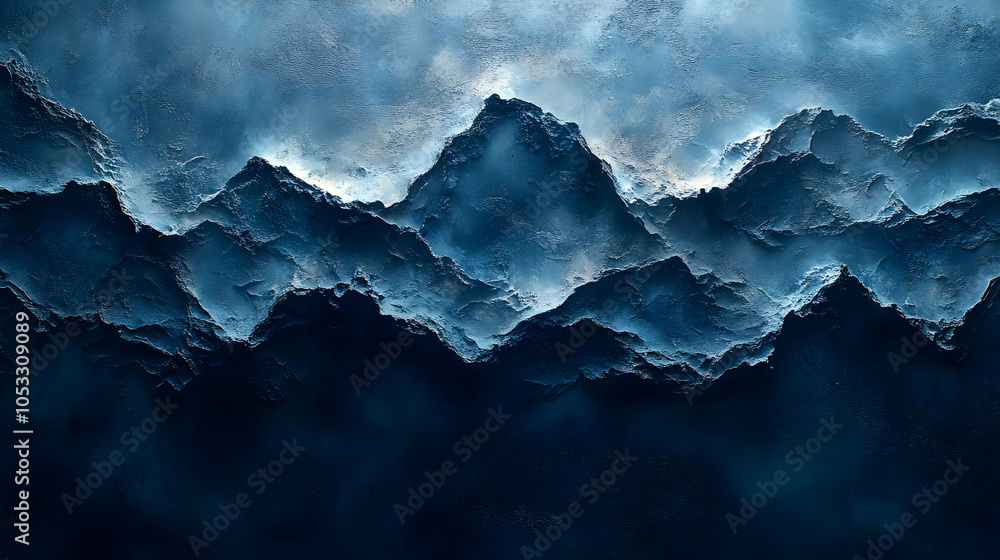Abstract Mountain Illustration in Blue Hues Abstract Mountain Illustration in Blue Hues