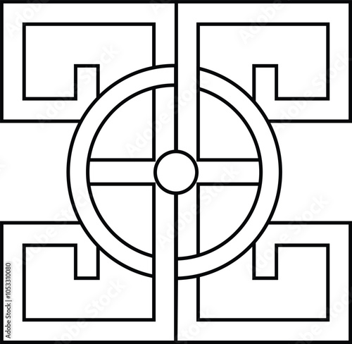 Isolated line Chinese ornamental element. Ethnic design element