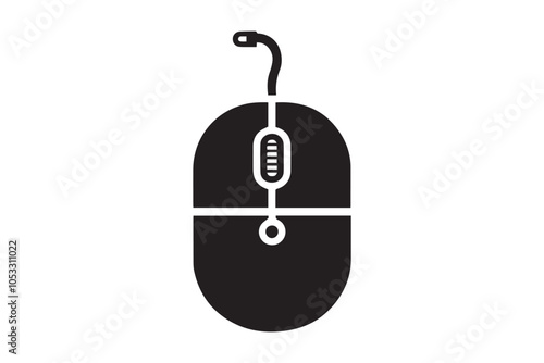 Computer mouse vector silhouette isolated in white background