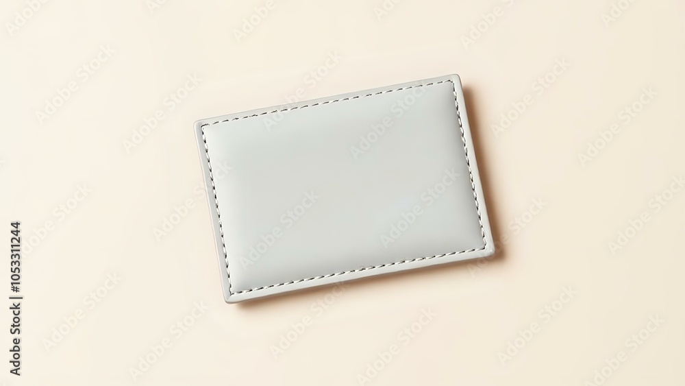 Light Grey Leather Cardholder on Beige Background Light Grey Leather Cardholder on Beige Background
