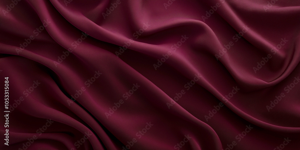 Fototapeta premium Background image Textile surface burgundy color, wavy texture. Advertising banner.