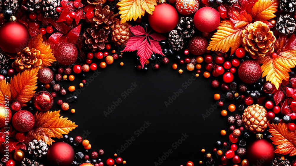 Obraz premium Holiday decorations. Festive Christmas decorations in vibrant colors, New Year celebrations