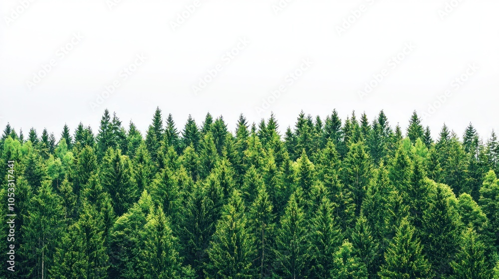 Green trees in the forest isolated on white background Green trees in the forest isolated on white background