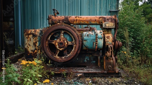 Rusty Industrial Machinery in a Nature Setting photo