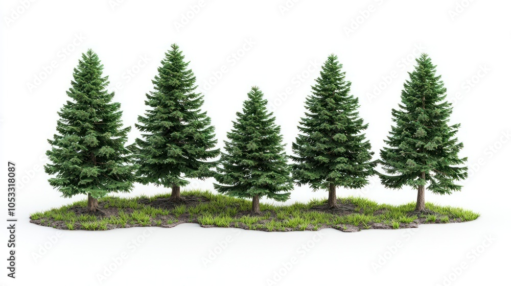 Obraz premium Green trees in the forest isolated on white background