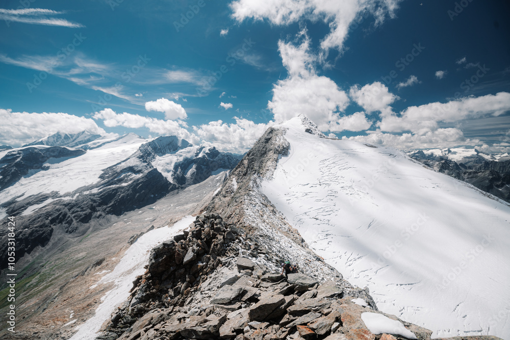 Hocheiser mountain top with glacier in Nationalpark Hohe Tauern, Salzburg Land, Austria