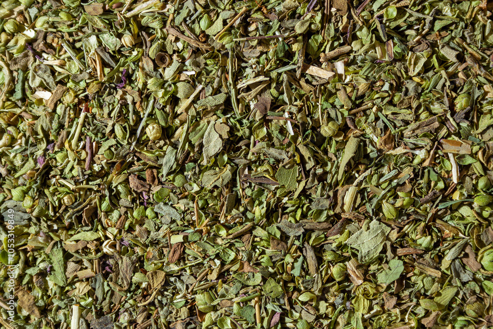 Dry Aromatic Herbs and Flavorful Spices Mix: A Culinary Canvas of Aroma Herb Seasoning. Textured Background for Gourmet Cooking. The Harmonious Combination of Dried Herbs and Spices - Top View Dry Aromatic Herbs and Flavorful Spices Mix: A Culinary Canvas of Aroma Herb Seasoning. Textured Background for Gourmet Cooking. The Harmonious Combination of Dried Herbs and Spices - Top View