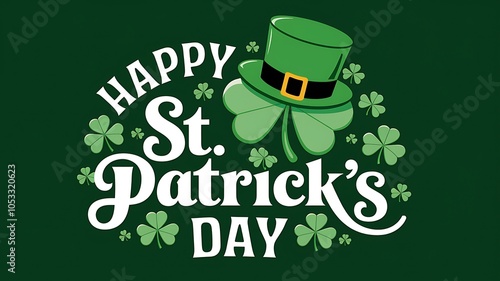 Green Shamrock and Leprechaun Hat for Happy St. Patrick's Day