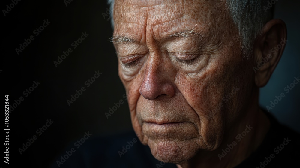 An elderly man sits with his eyes closed, lost in thought, illuminated by gentle natural light, evoking a sense of peace and introspection in a tranquil setting. An elderly man sits with his eyes closed, lost in thought, illuminated by gentle natural light, evoking a sense of peace and introspection in a tranquil setting.