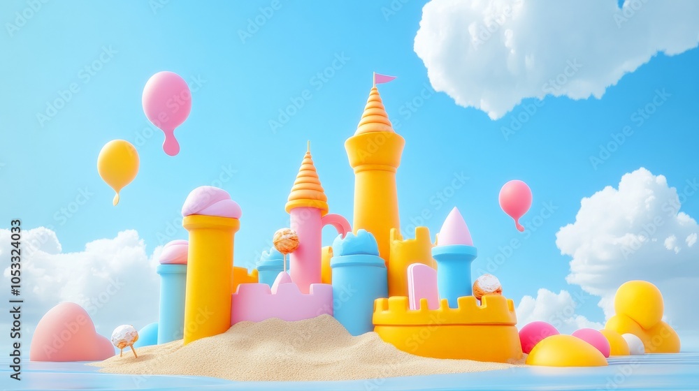 Obraz premium Charming Beach Scene with People Enjoying Ice Cream
