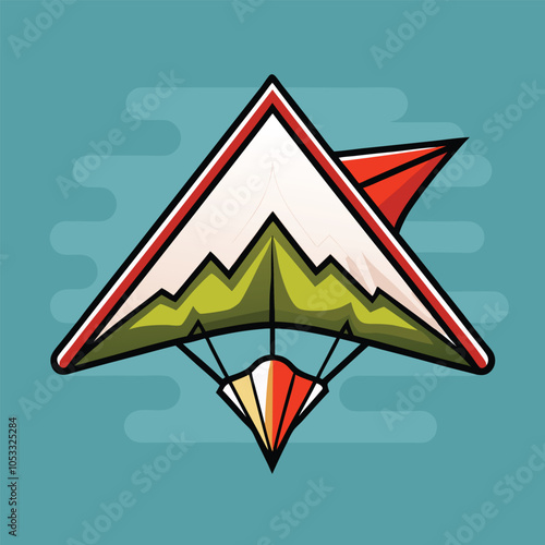 A colorful illustration of a hang glider soaring through the sky.