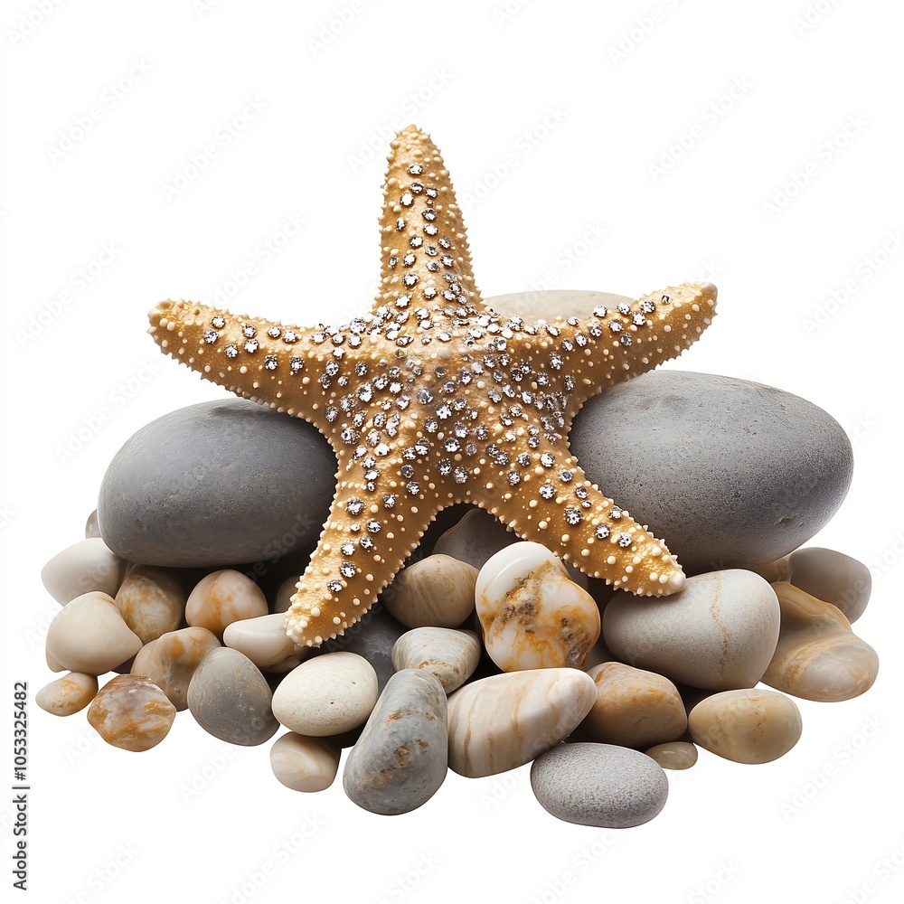 starfish and stones on white background starfish and stones on white background