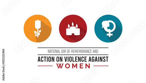 National day of remembrance and action on violence against Women is observed every year on December. People Awareness concept. background, placard, banner template Vector illustration design.