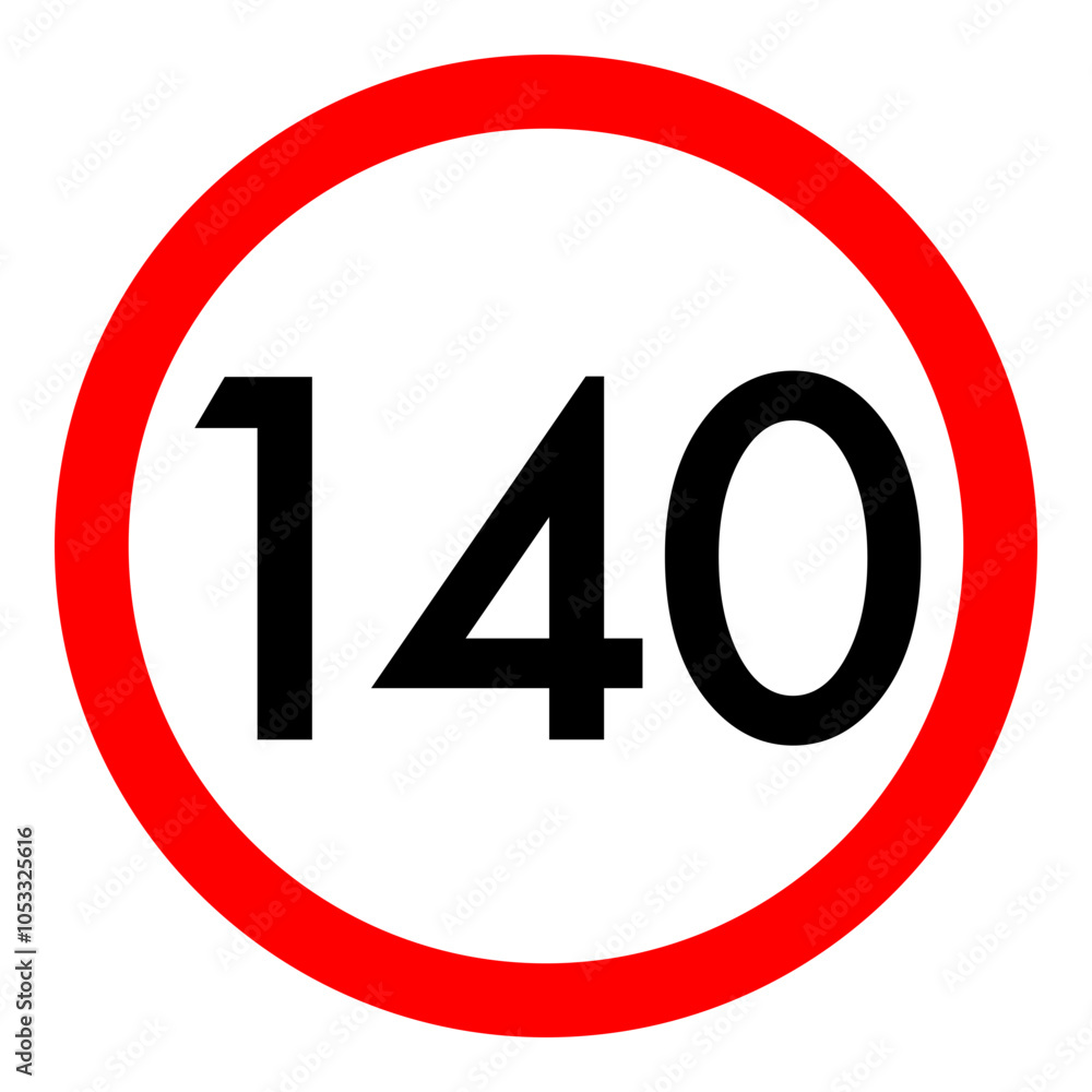 Speed limit 140 round road traffic icon Speed limit 140 round road traffic icon