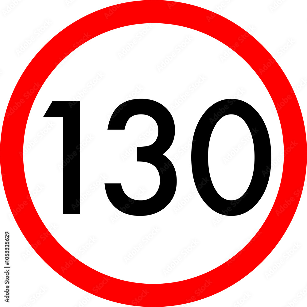 Speed limit 130 round road traffic icon Speed limit 130 round road traffic icon