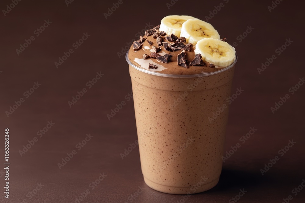 Vegan Chocolate Smoothie with Banana Topping Vegan Chocolate Smoothie with Banana Topping