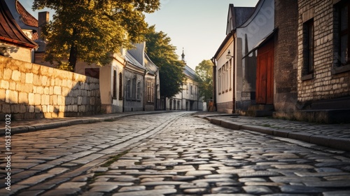 Fototapeta Naklejka Na Ścianę i Meble -  Historical architecture in a small town featuring cobblestone streets and old buildings