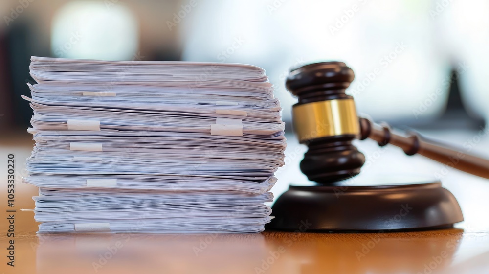 Legal Documents and Gavel on a Table Legal Documents and Gavel on a Table