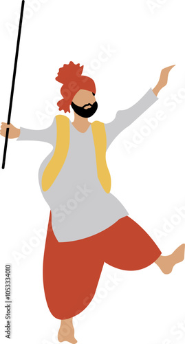 Indian Bhangra Dancer dressed in Ethnic Attire