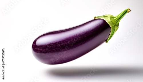 Eggplant floating or flying isolated white background