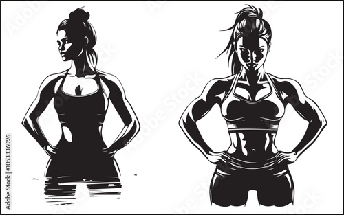 A GAL WORKING OUT BLACK VECTOR SILHOUETTE