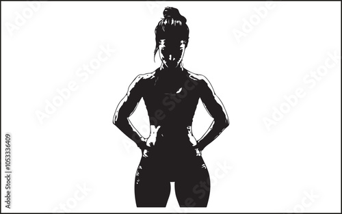 A GAL WORKING OUT BLACK VECTOR SILHOUETTE