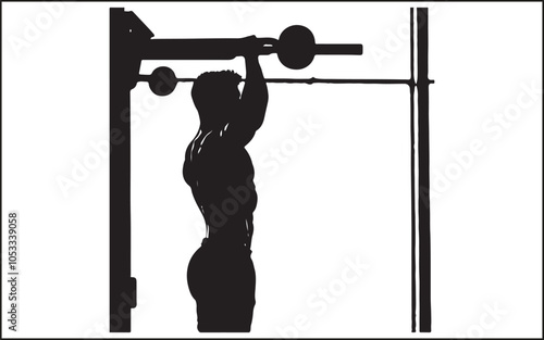 A MAN WORKING OUT BLACK VECTOR SILHOUETTE