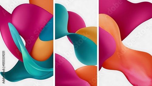 Oil art Set of three modern 3D wall art panels

