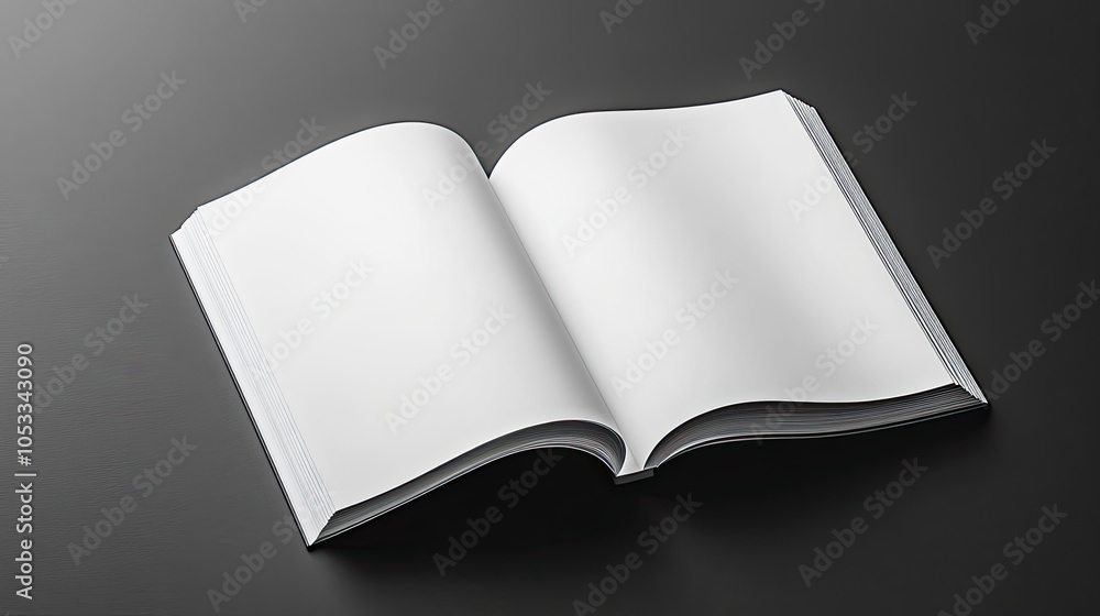 Open blank book with white pages on black background. Open blank book with white pages on black background.
