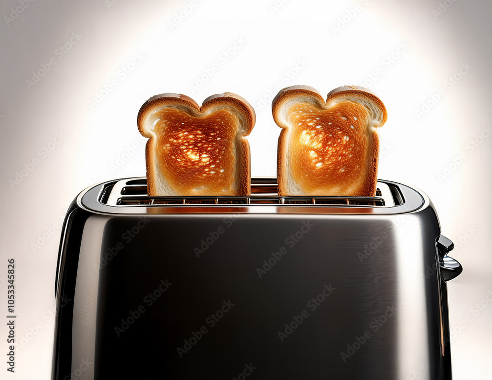 Zwei Scheiben Frühstückstoast in einem Toaster
