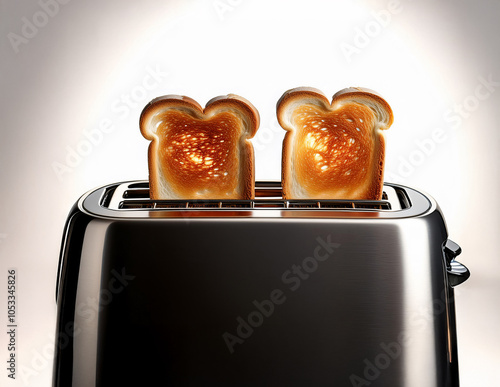 Zwei Scheiben Frühstückstoast in einem Toaster