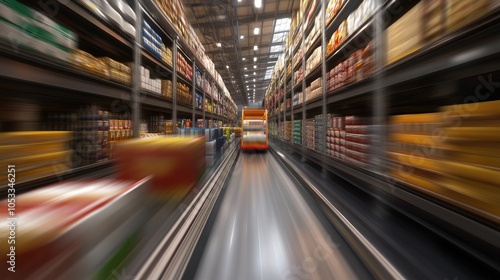 Blurred View of a Supermarket Aisle