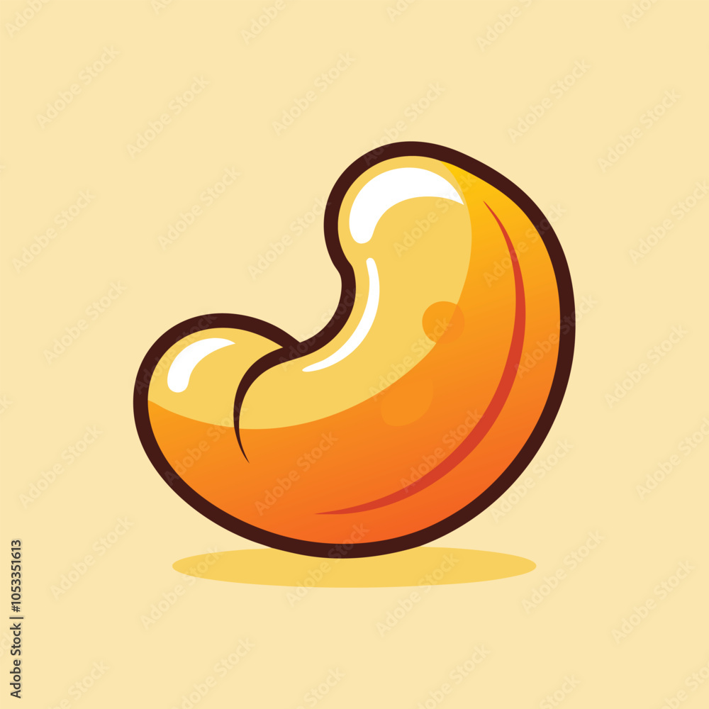 A cartoon illustration of a cashew nut.