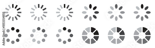 Set of loading icons. Loading bar progress icon. Collection of simple web download. Vector illustration.