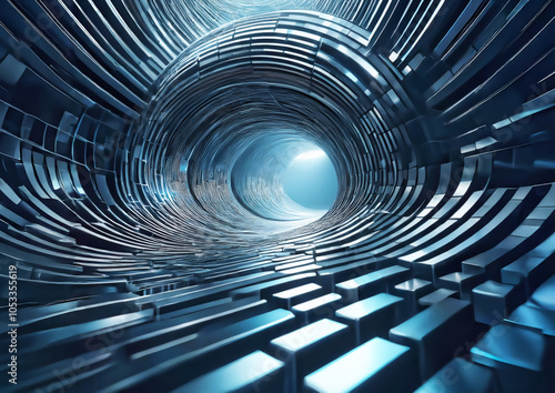 Wallpaper Mural abstract 3d illustration of futuristic background with glowing cubes and light. 3d rendering of abstract technology concept background.  Torontodigital.ca