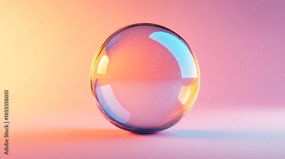 Abstract 3d render of a bubble with smooth surface on modern gradient background Abstract 3d render of a bubble with smooth surface on modern gradient background