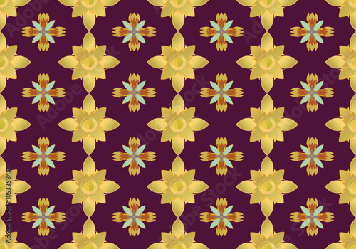 Thai damask flora seamless pattern design for fabric curtain wallpaper mattresses carpet floor bed sheet bolster pillow blanket ceramic tile background wrapping ornament