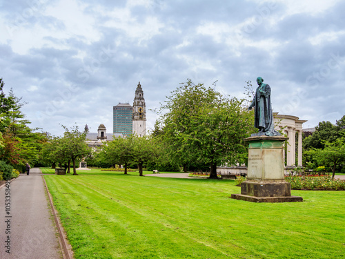 Statue of Henry Austin Lord Aberdare at Alexandra Gardens and City Hall, Cardiff, Wales, United Kingdom