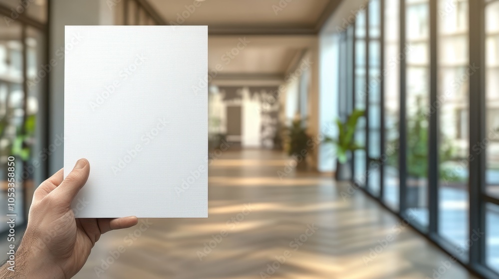 Hand Holding Blank Document in Office Hand Holding Blank Document in Office
