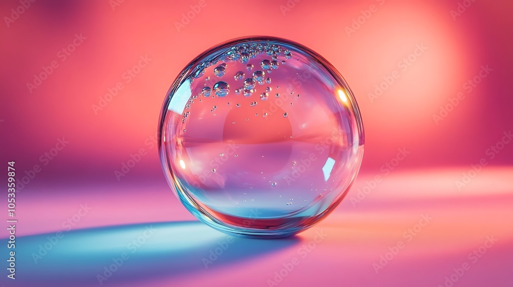 Modern abstract 3d render with a single bubble and soft gradient background Modern abstract 3d render with a single bubble and soft gradient background