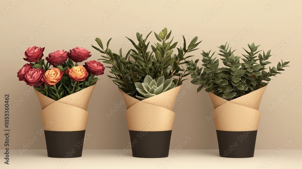 Succulent Bouquet with Kraft Paper Wrap Succulent Bouquet with Kraft Paper Wrap
