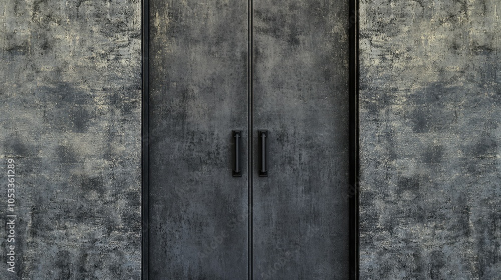 Double-leaf anthracite door with subtle texture, contemporary door design in plastic Double-leaf anthracite door with subtle texture, contemporary door design in plastic
