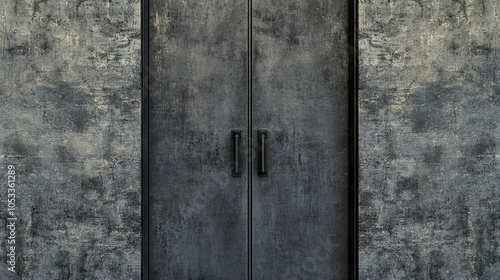Double-leaf anthracite door with subtle texture, contemporary door design in plastic
