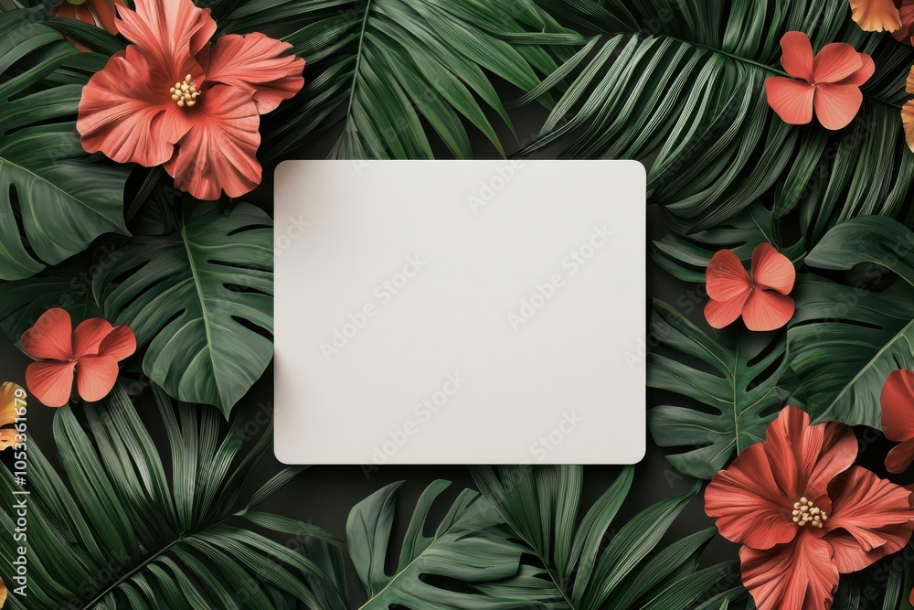 Obraz premium Artistic depiction of a blank white welcome sign standing in a garden, with soft sunlight filtering through the trees, Garden welcome sign, Outdoor event setting