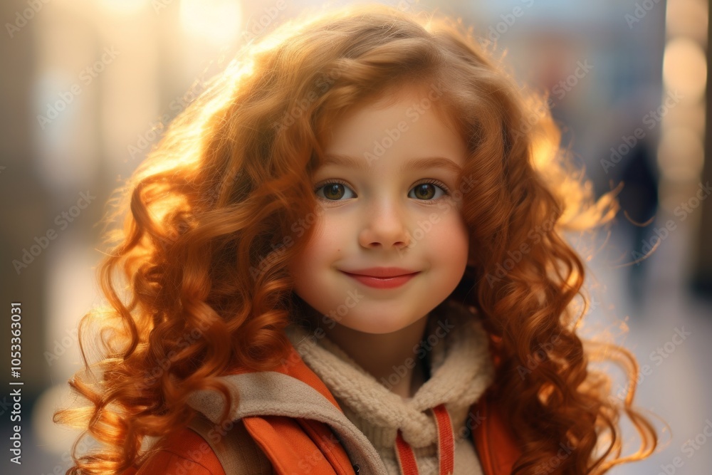 Beautiful little girl with long curly red hair. Portrait. Beautiful little girl with long curly red hair. Portrait.