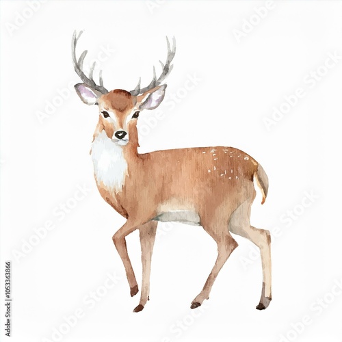 watercolor deer reindeer illustration isolated on white