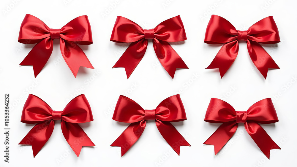Christmas Satin Ribbon with Bow Isolated on White Background. Christmas Satin Ribbon with Bow Isolated on White Background.